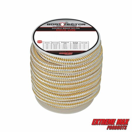 EXTREME MAX Extreme Max 3006.2321 BoatTector Double Braid Nylon Dock Line - 3/4" x 30', White & Gold 3006.2321